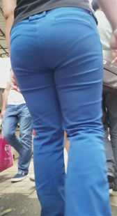 重口味翘臀蓝裤大妈