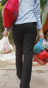 街拍西裤制服宽臀