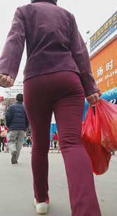 重口味红裤大妈臀