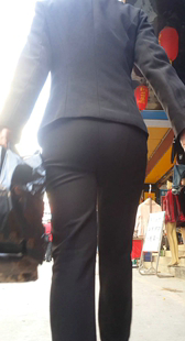 街拍紧翘臀西裤制服