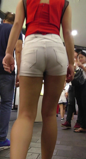 性感白热裤清晰V内痕