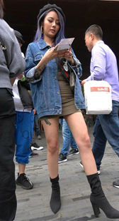 酷酷哒小墨镜牛仔外套甜美漂亮小姐姐