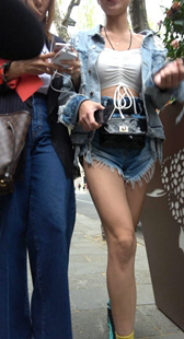 超短高腰热裤牛仔外套大美女