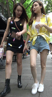 超高颜值高腰热裤时尚美女