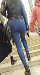 超紧身牛仔裤高挑气质美女