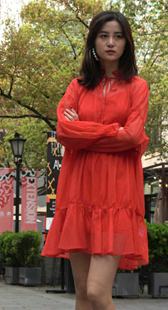 美丽气质红裙美女