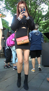 连衣包臀短裙长腿美女