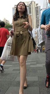 连衣短裙肉色丝袜性感美腿美女