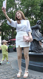 透视衬衣包臀性感长腿女神