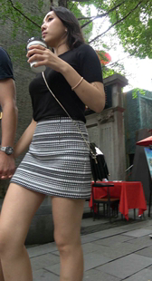 高跟长腿饱满圆翘臀超短裙美女
