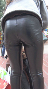 性感包臀皮裤高跟长发美女