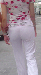 街拍透明布裤超透明内痕