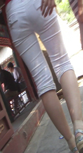 街拍紧身布裤做太多压扁了