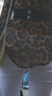 街拍紧身布裤深勾