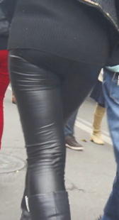 紧身圆臀皮裤小少妇