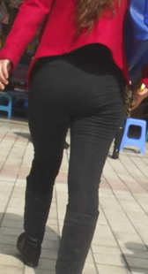 打底黑裤腰细屁股大