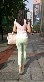 性感紧身绿裤身材如此好