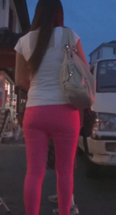 高跟红色打底裤OL身材好