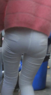 紧身白裤OL内痕性感