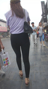 街拍OL打底黑裤