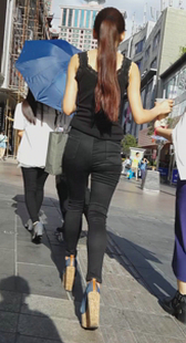 长腿紧身黑裤靓丽OL