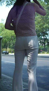 公交站宽臀西裤