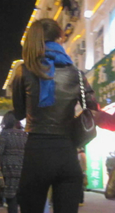 街拍长腿打底裤OL