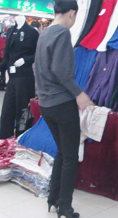 西裤长腿小高跟