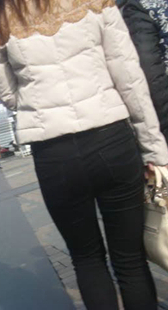 超紧黑裤大屁股