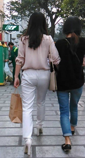 性感高跟白裤贴臀