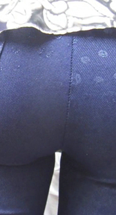 重口味圆臀蓝裤少妇