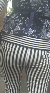 条纹包臀布裤大妈口味重