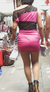 街拍高跟超短裙腿长