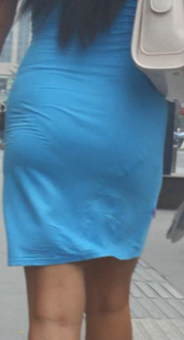 蓝裙包臀清晰内痕