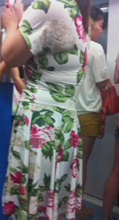 地铁性感花裙少妇