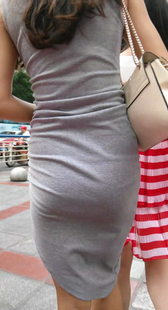 灰色呢绒包臀少妇