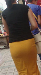 大屁股黄裙包臀