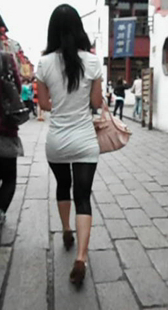 细高跟白裙小宽臀