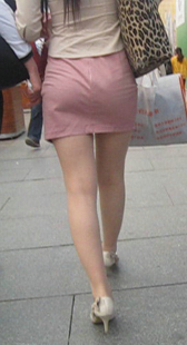 性感高跟粉裙OL