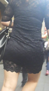 蕾丝包臀黑裙真是性感