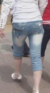 街拍牛仔七分裤