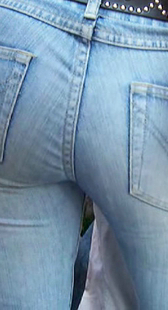 近距离跟拍紧身牛仔少妇