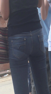 高挑黑牛紧身内痕