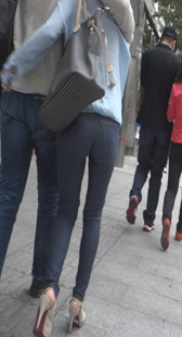 高挑牛仔OL清晰内痕