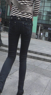 高挑黑牛紧身内痕