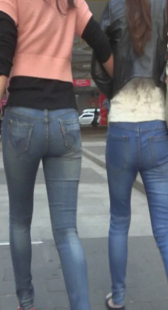 细腰屁股大紧身牛仔