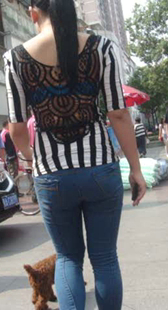 圆臀蓝牛上衣透明