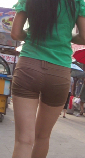 高挑热裤OL勾深