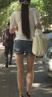 高跟美腿牛仔沟深