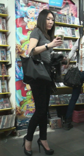 性感高挑紧身布裤OL